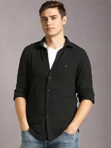 Louis Philippe Jeans Men Textured Spread Collar Casual Shirt