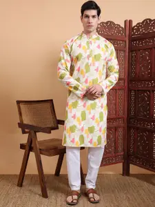 House of Pataudi Chikankari Embroidered Cotton Straight Kurta