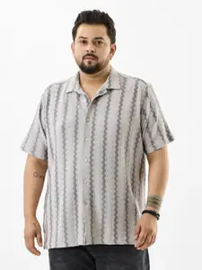 Snitch Plus Size Wave Pattern Casual Shirt
