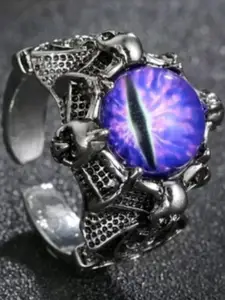 NEERAJYOTI Men Silver Artificial Stones Finger Ring