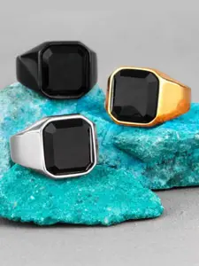 NEERAJYOTI Men Brass Finger Ring Set of 3