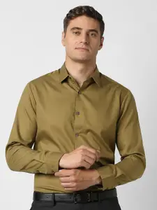 Peter England Elite Textured Spread Collar Slim Fit Cotton Formal Shirt