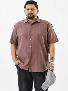 Snitch Plus Size Textured Pure Cotton Casual Shirt