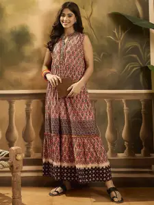 Sangria Women Tropical Printed Pure Cotton Fit & Flare Dress