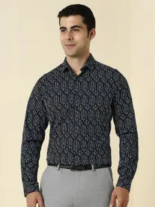 Allen Solly Slim Fit Printed Spread Collar Long Sleeves Pure Cotton Formal Shirt