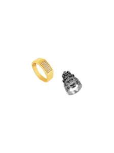 NEERAJYOTI Men Alloy Cubic Zirconia Finger Ring - 2Nos