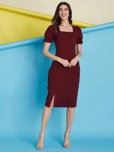 Selvia Women Square Neck Bodycon Dress