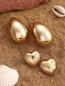 SOHI Set Of 2 Gold-Plated Soiree Heart Drop Earrings