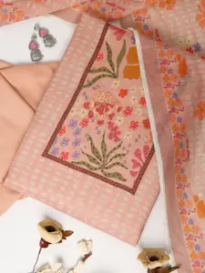 Libas Geometric Printed Sequinned Cotton Unstitched Dress Material