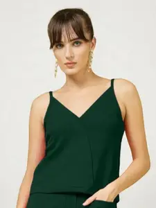 The Roadster Lifestyle Co. Women Self Design V Neck Crop Top