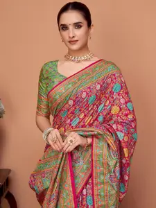 Sangria Kalamkari Printed Saree With Matching Blouse