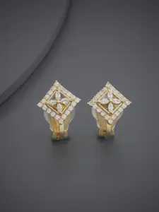 Kushal's Fashion Jewellery Gold Plated Geometric Zircon Studs Earrings