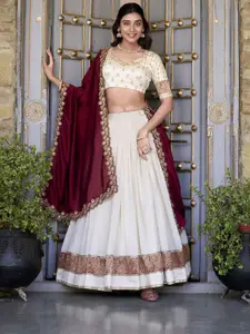 LOOKNBOOK ART Embroidered Sequinned Ready to Wear Lehenga & Unstitched Blouse With Dupatta