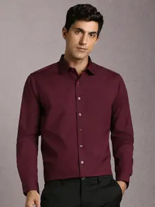 Louis Philippe Spread Collar Slim Fit Cotton Formal Shirt