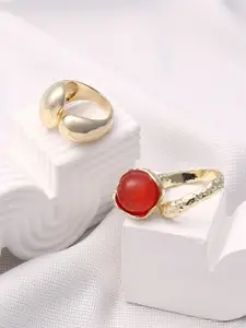 SOHI Set Of 2 Gold-Plated Wrap Finger Rings