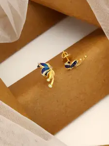 ABDESIGNS 92.5 Sterling Silver Gold-Plated Artificial Stones Studded Classic Stud Earrings