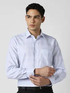 Van Heusen Checked Spread Collar Long Sleeves Pure Cotton Formal Shirt