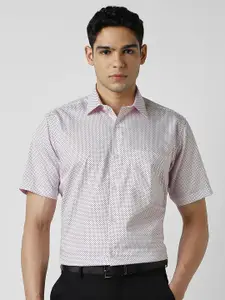 Van Heusen Printed Spread Collar Short Sleeves Formal Shirt