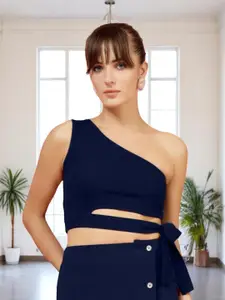 The Roadster Lifestyle Co. Women One Shoulder Waist Tie-Ups Crop Top