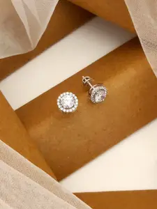 ABDESIGNS 92.5 Sterling Silver Artificial Stones Studded Classic Studs Earrings