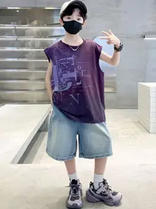 StyleCast x Revolte Boys Typography Printed T-shirt With Shorts