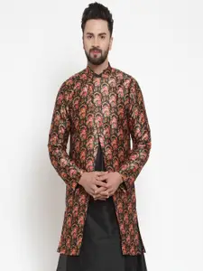 Kaifoo Floral Satin Longline Tailored Jacket With Embroidered