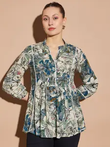 all about you Women Floral Print Mandarin Collar Regular Top
