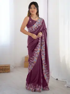Saree mall Floral Embroidered Sarees With Matching Blouse