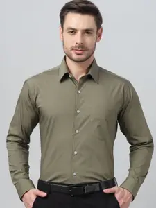 Hancock Men Classic Fit Solid Spread Collar Stretchable Formal Shirt