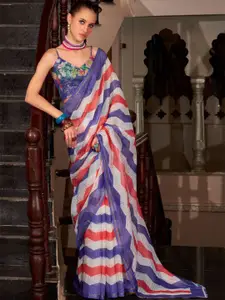 DEVATITHI Linen Striped Zari Saree