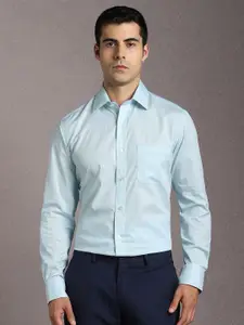 Louis Philippe Men Geometric Printed Spread Collar Cotton Formal Shirt