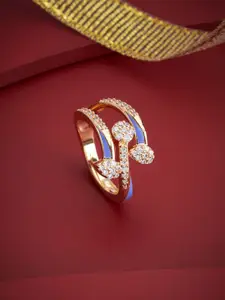 Kushal's Fashion Jewellery White Gold-Plated Party Zircon Finger Ring