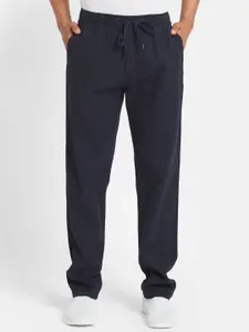 Octave Men Striped Cotton Mid-Rise Track Pants