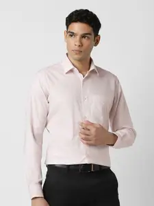 Van Heusen Textured Spread Collar Long Sleeves Pure Cotton Formal Shirt