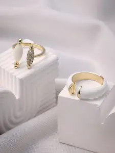 SOHI Set Of 2 California Gold-Plated Romantics Finger Rings