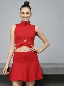 The Roadster Lifestyle Co. Women High Neck Fitted Crop Top