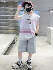 StyleCast x Revolte Boys Typography Printed T-shirt With Shorts