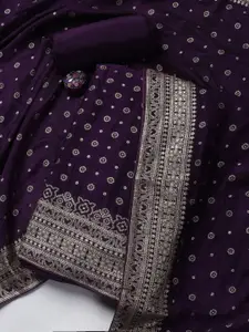 Meena Bazaar Floral Woven Design Zari Work Art Silk Unstitched Dress Material