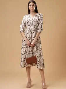BAESD Women Floral Printed A-Line Midi Dress