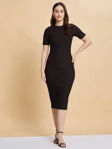 Selvia Women Solid Round Neck Bodycon Maxi Dress