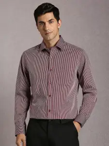 Louis Philippe Vertical Striped Roll-Up Sleeves Pure Cotton Formal Shirt