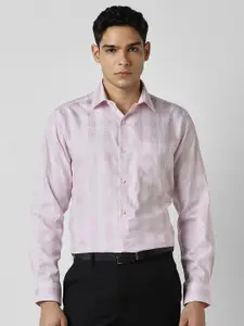 Van Heusen Checked Spread Collar Long Sleeves Pure Cotton Formal Shirt
