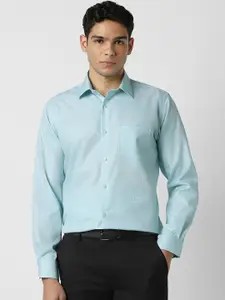 Van Heusen Men Textured Spread Collar Cotton Formal Shirt