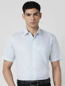 Van Heusen Printed Spread Collar Short Sleeves Pure Cotton Formal Shirt