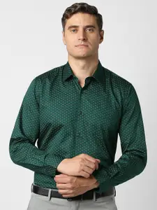 Peter England Men Floral Printed Spread Collar Cotton Formal Shirt