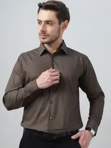 Hancock Men Spread Collar Long Sleeves Stretchable Classic Slim Fit Formal Shirt