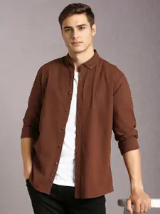 Louis Philippe Jeans Men Solid Button-Down Collar Cotton Casual Shirt