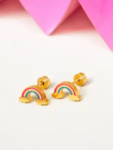 SWASHAA Wow Rainbow Girls 18K Gold Plated Studs Earrings