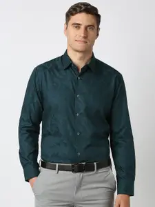 Peter England Elite Printed Spread Collar Slim Fit Cotton Formal Shirt