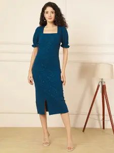 Selvia Women Embellished Bell Sleeve Bodycon Midi Dress